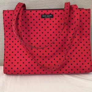Kate Spade Red and Black Polka Dot Nylon Bag